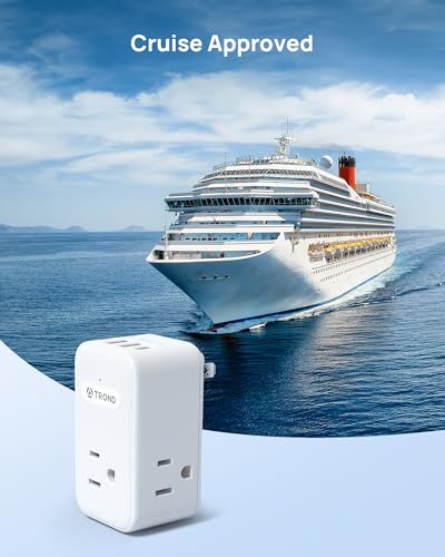 TROND 2 Prong to 3 Prong Outlet Adapter with 360 Rotating Plug - color: White, size: 2 Prong-1 Pack