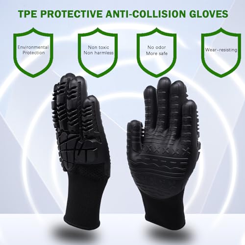 Pro-Grade TPE Anti-Vibration Non-Slip Gloves, Heavy Duty Work Gloves, Reinforced Grip for Construction/Machinery - color: Shockproof-xl