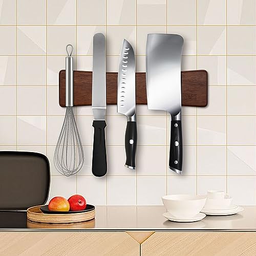 HOSHANHO Knife Magnetic Strip, Acacia Wood Powerful Magnetic Knife Holder - size: 10"