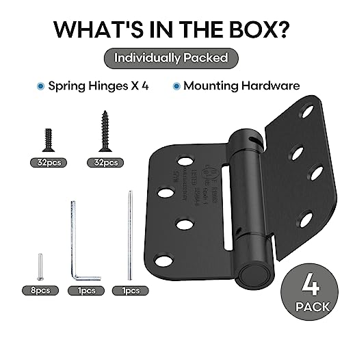 4 Pack 4 Inch Self Closing Door Hinges, Gloss Black - size: 4" (4 Pack)