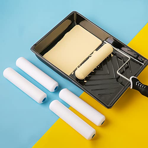 Mister Rui 9 Pack 6 Inch Foam Paint Roller Kit with Tray & Liners