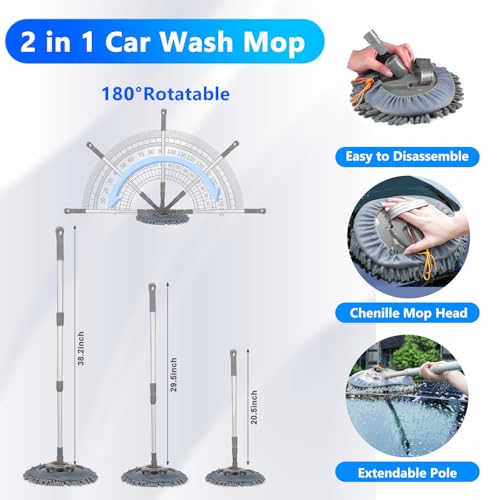 ThinkLearn Car Detailing Kit with Foam Gun, Car Wash Mop for Deep Cleaning