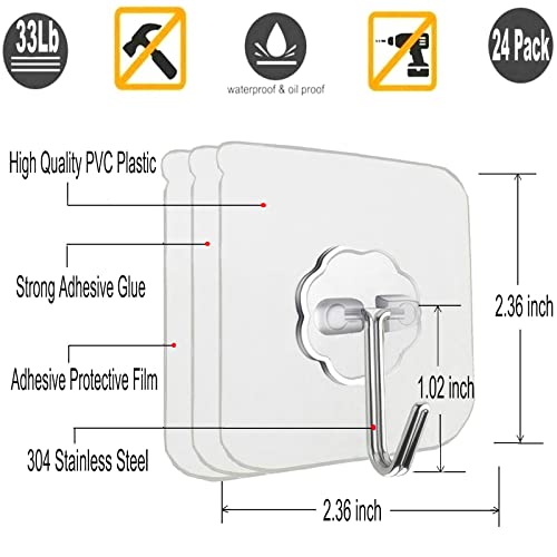 Jwxstore 12 Pack Wall Hooks for Hanging 33LB Heavy Duty Self Adhesive Hooks - size: 12 Pack