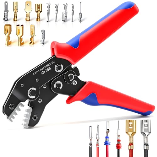 Twidec/Wire Crimping Tool with Ratchet 24-16 AWG Wire Crimping Pliers,Ratchet Wire Crimper Tool for Open Barrel Terminal Connectors,Electrical Crimping Tool SN-58B - style: SN-58B AWG24-16