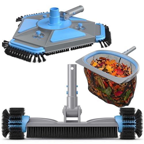 UIRWAY (No Pole) 3-in-1 Pool Cleaning Kit: Vacuum Head, Brush, Net - size: 13.5" Vacuum Head