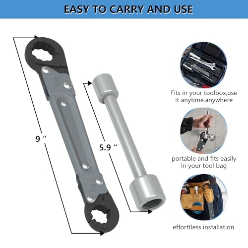 Holdly Angle Stop Wrench, Plumbing Tool for 3/8- and 1/2-Inch Valves - color: Silver