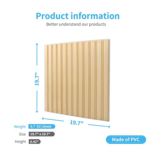 Art3d 3D Fluted Textured Slat Wall Panels, 19.7 x 19.7 in, 12-Pack, Oak | PVC, Waterproof, Scratch Proof, Wipeable, Break-Proof, Ideal for Home, Office and Commercial Spaces - color: Square - Oak, size: 19.7 x 19.7in.