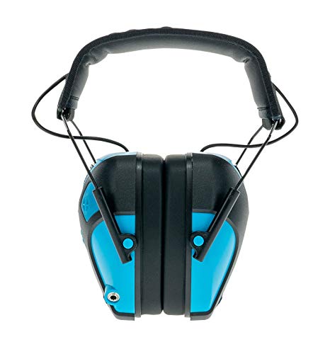 Caldwell E-Max Pro Electronic Hearing Protection Earmuffs Sound Amplification, Low Profile, for Range Shooting, Hunting - style: Youth-neon Blue