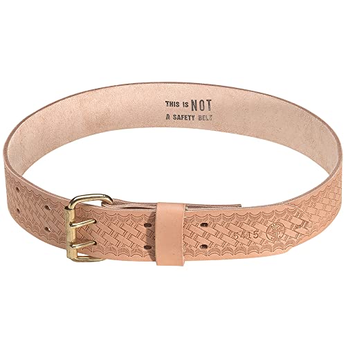 Klein Tools 5415 Tool Belt, Heavy-Duty Leather Work Belt for Contractors, Construction, Carpenters, Electricians, Framers, Ironworkers, Medium - size: Medium