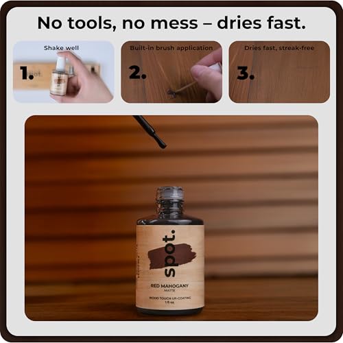 Dark Brown Wood Stain Repair Kit, Brush-On Touch-Up Stain Bottles, Provincial, Dark Walnut, Ebony, Red Mahogany, Interior and Exterior Wood, 4 fl oz Total by spot. - color: Dark Brown