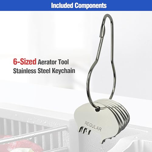 Upgraded 304 Stainless Steel Faucet Aerator Key –Universal Fit for 6 Sizes (M16.5, M18.5, M21.5, M24, Junior, Regular) Plug-in Aerators– Faucet Accessories
