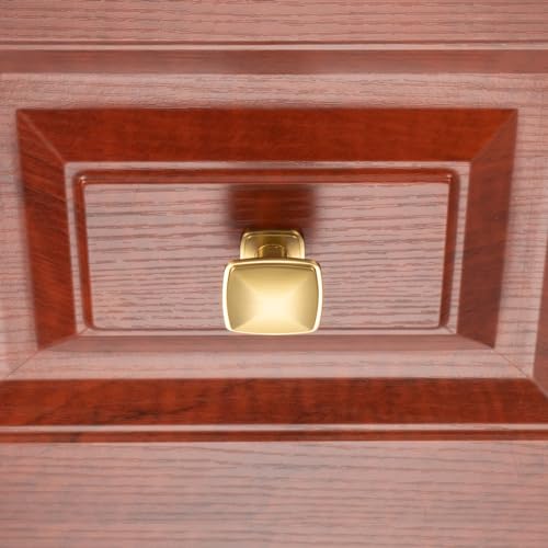 KOOFIZO 10 Pack Brushed Gold Cabinet Knobs, Square Single Hole Pulls K02 - color: Brushed Gold, size: Knob 1 - 10Pcs