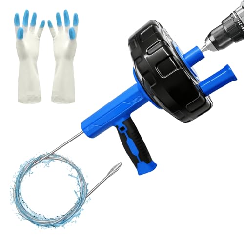 25FT Auto Feed Drain Snake Auger Drill or Manual Hair Clog Remover