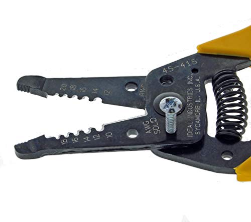 IDEAL Electrical 45-415 Premium Reflex T-5 Stripper - 10-20 AWG, Wire Stripper, Plier Nose, Slide Lock, Textured Grips,Yellow - size: 10-18 AWG Solid