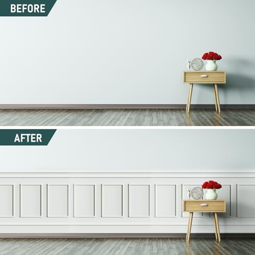 Melkus Peel and Stick Wall Molding Kit, 3 Sets 16"x24" Precut Wainscoting Panels, Self Adhesive Molding Trims for Interior Wall Décor - size: 3 Set/16"x24"