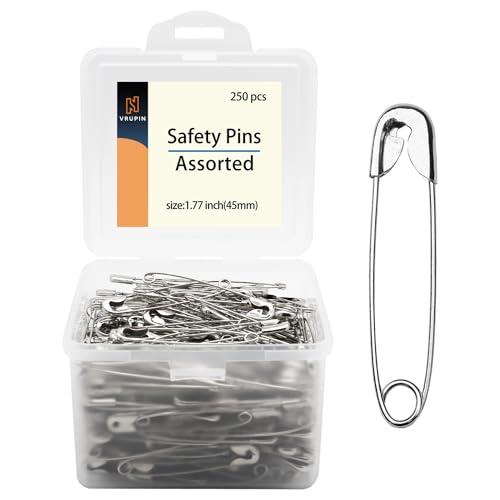 250pcs Safety Pins, 45mm Safety Pins Bulk, Rust Resistant, Heavy Duty Variety Pack, Perfect for Clothes, Crafts, Sewing, Pinning and More - color: 45mm-250pcs