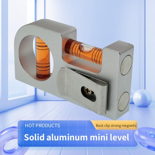 Solid aluminum alloy Mini level ruler portable mini level bubble meter with magnetic function TV stand installation (Silver Red) - color: Silver Red