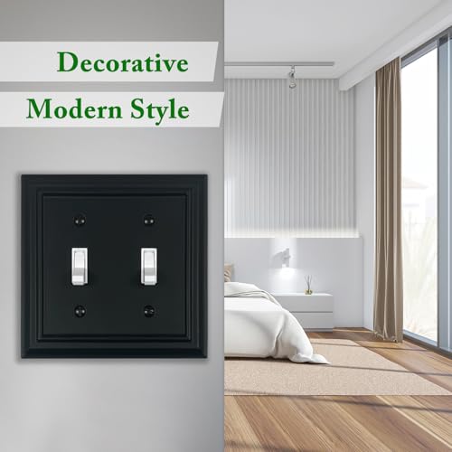 Matte Black Decorative Outlet Covers Wall Plates, Bamboo Fiber Light Switch Covers, Natural Material Electric Receptacle Switch Plate Outlet Cover of various styles (2 Gang Toggle 2 Pack) - size: 2 Gang Toggle 2 Pack