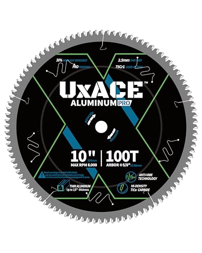 10-Inch 100-Tooth Circular Saw Blade, 5/8-Inch Arbor, Aluminum, Non-Ferrous Metal Cutting Blade, Carbide Tip, Thin Kerf, for Thin Aluminum, Plastic, Composite - size: 10", 5/8" Arbor, 100T