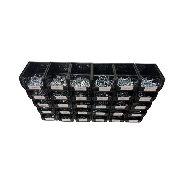 1035 Piece Grade 5 Nut Bolt and Washer Assortment Hex Head Bolts, Hex Nuts, Lock and Flat Washers Standard Coarse Thread with 30 Plastic Bins
