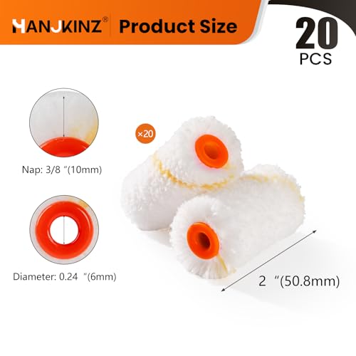 2 Inch Microfiber Paint Roller Kit, 20 Pack - size: 20 pcs 2" Microfiber Roller Cover