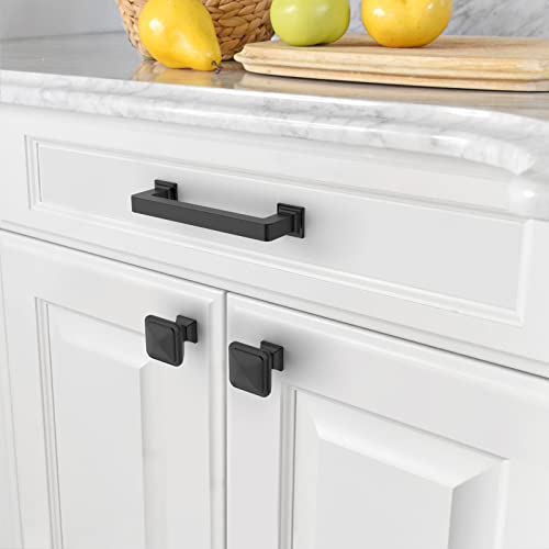 Amerdeco 10 Pack Matte Black Cabinet Pulls 3-3/4 Inch(96MM) Hole Centers Kitchen Cabinet Handles Cabinets Hardware Kitchen Handles for Cabinets Cupboard Handles Drawer Pulls ZH0019 - color: Matte Black, size: 3.75" Hole Center