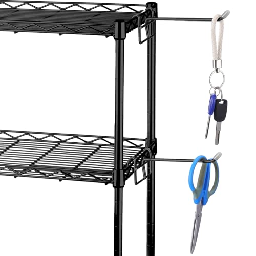 MorningRo 4 Pcs Accessory Shelving Hook for Wire Shelf Accessories, Black | Heavy Duty Metal with Rubber Cover, Fits Wire Shelves Organizing Kitchen Tools, Space-saving Storage Pantry Garage Closet - color: Black
