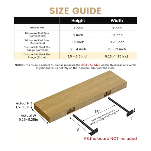 6pcs Wall Shelf Brackets Heavy Duty Floating Shelf Bracket Hidden,Invisible Black Shelving Brackets Decorative Floating Shelf Hardware Heavy Duty,Metal Shelf Support Bracket(8"-6pcs) - size: 8 inch-6pcs