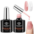 modelones Base Coat Builder Nail Gel, 2 Pcs Clear and Rose Nude Pink - color: Builder Clear Rose