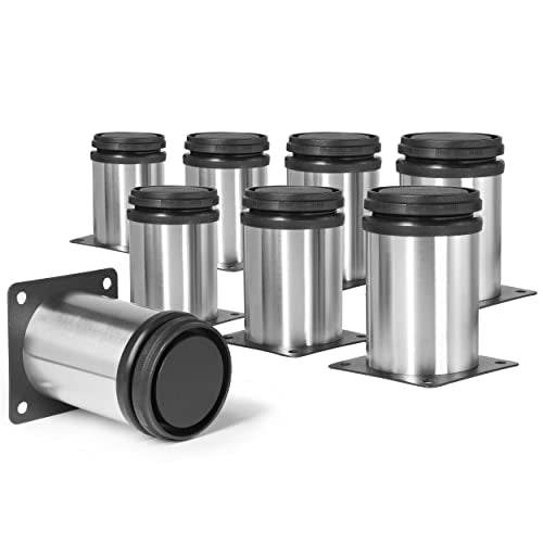 3 Inch Metal Furniture Legs Stainless Steel Adjustable Legs Silver Table Legs Round Cabinet Legs for Coffee Table Cabinet Desk Sofa Shelves, Pack of 8 - color: Silver, size: 3"