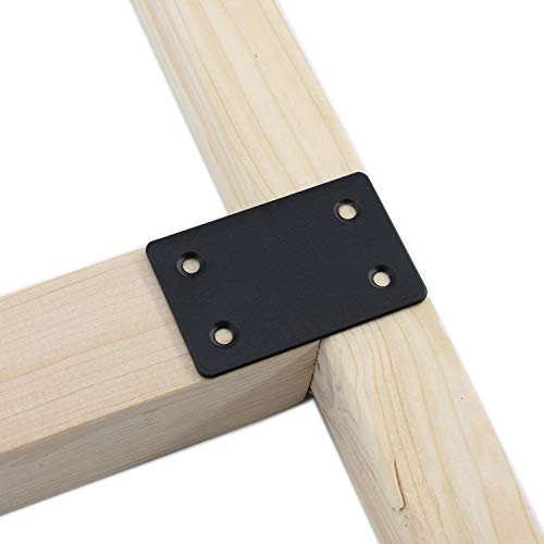 10 Pack Flat Straight Brace Brackets,ULIFESTAR Stainless Steel Mending Bracket Plate Metal Shelf Support Fixing Joining Plate for Furniture,Wood,Shelves,Cabinet with Screws Black (38x60mm/1.5x2.4'') - size: 38 x 60 x 2 mm