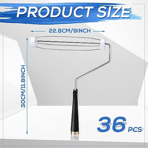 Gerrii 36 Pcs 9 Inch Paint Roller Painting Roller Frame 5 Wire Brush Supplies for Wall House Homes (Black) - color: Black