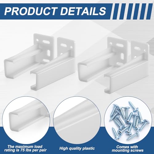 Chunful 2 Pair Rear Drawer Track Socket Back Plates Mounting Brackets,White | With Screws for Install, Replacement Socket for Drawer Slide Repair, Left Right Pair for Cabinet Furniture Rear Mounting - color: White