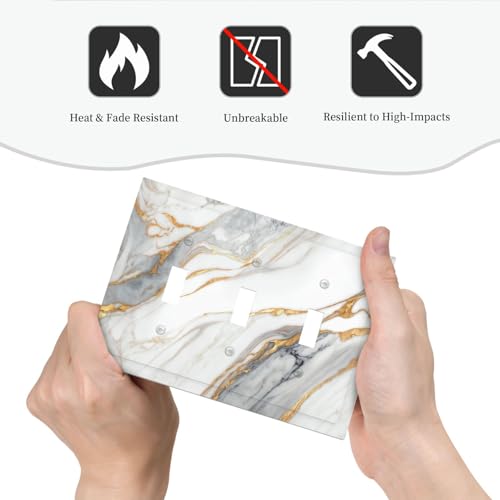 White Gray Gold Marble Light Switch Cover Decorative Wall Plate - color: 3 Gang Triple Toggle
