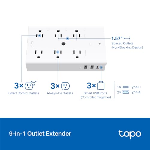 Tapo Smart Plug Outlet Extender, P306, 3 Individual Smart Outlets