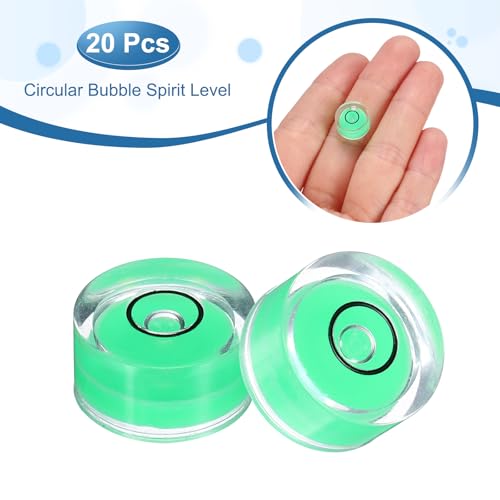 HARFINGTON 20pcs Circular Bubble Spirit Level 12x6 mm Mini Round Bubble Spirit Level Little Measuring Layout Tools for TV Industrial Carpentry Picture Frame, Green/Black - color: Green/Black, size: 12x6 mm
