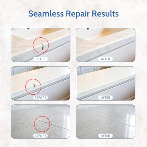 Quartz Countertop Repair Kit, Granite & Marble Repair Kit, 30s Quick-Drying Repair Chip for Edge Chips, Cracks, Scratches and Holes on Ceramic Tile, Bath Tub, Sink and Other Stone Surfaces - size: 0.09 Fl Oz (Pack of 3)