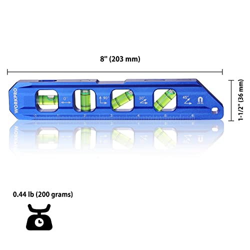 WORKPRO 8 Inch Magnetic Torpedo Level Conduit Bubble Level - size: 8inches