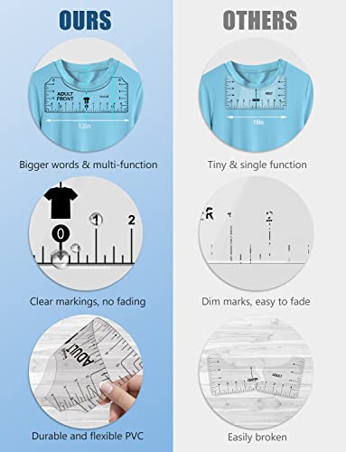 Vowlove T-Shirt Alignment Ruler for Shirt Measurement and Design Placement - color: 02 Transparent