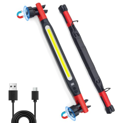 Magnetic Work Light 3000 Lumens, Rechargeable LED Flood Light with 180° Rotating Head & 360° Hooks, IP65 Waterproof Shatterproof Portable Spotlight for Camping, Emergency, Car Repair, Jobsite