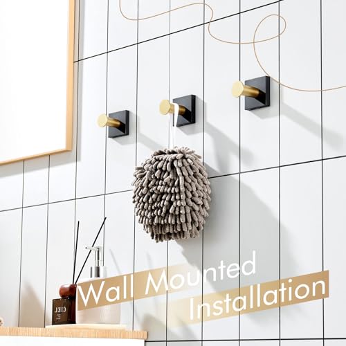 KOKOSIRI Robe Hooks Bath Towel Hooks for Wall Closet Kitchen Hanging Towels Bathroom Hardware Black with Gold Stainless Steel 3 Pack, B1016GDK-P3 - color: Black Gold, size: 3 Pack