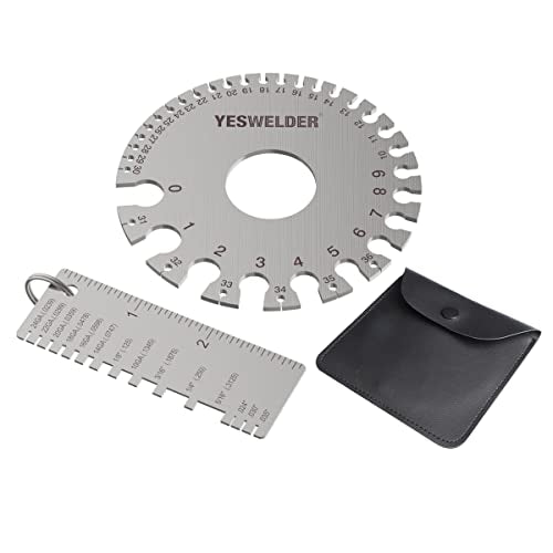 YESWELDER Round Dual Sided Metal Sheet Gage & Metal Sheet Thickness Gauge 2pk Stainless Steel Wire Welding Gauge