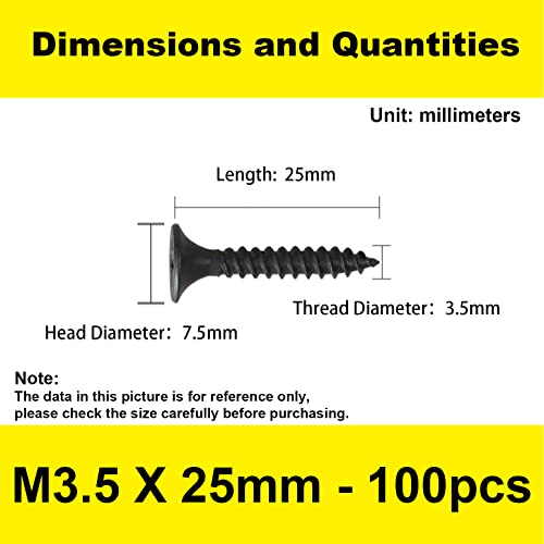 #6 x 1 Flat Head Self-Tapping Wood Screws for Cabinet Hinges (100PCS) - size: #6 x 1'' (100Pcs)