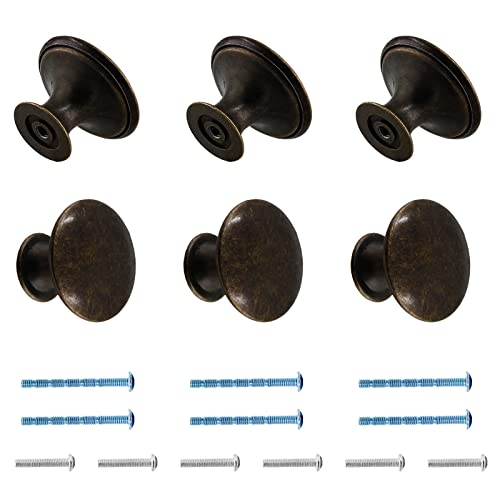Black Cabinet Knobs 1.18" Diameter, 6 Pcs - color: Antique Bronze, size: 6 Pack