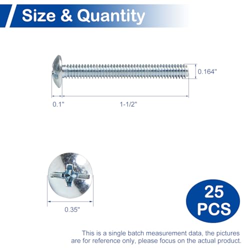 25Pcs #8-32 x 1-1/2" Knob Pull Machine Screws, Cabinet Drawer Handle Screws - size: #8-32 x 1-1/2"