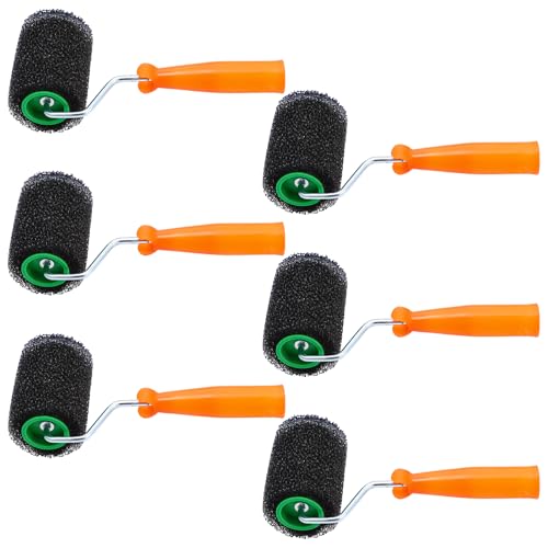 GlikCeil 6 Pcs 4 Inch Paint Roller with Foam Covers Mini Textured Paint Roller for Bed Liner Truck Coating Create Texture Effect