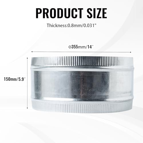 14 Inch Round Galvanized Steel Duct Connector - Metal Ventilation Pipe Coupler - Dryer Vent Hose Extension - HVAC Ducting Coupling for Straight Connection - size: 14 Inch