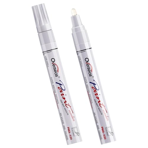 Overseas White Paint Pens Permanent Markers, 2 Oil Based Paint Makrers - color: White