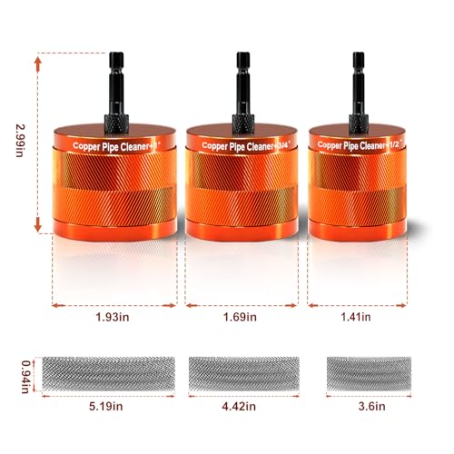 1" Metal Copper Pipe Cleaner Set with 1/4 Hex Shank, Replaceable Brush, Each Set Additional 3Pcs Replaceable Blades for Cleaning Rust, Stains, Paint on Copper Pipes and Various Metal Pipes - size: 1"