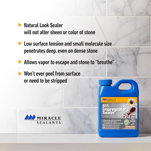 Miracle Sealants 511 Impregnator Advanced Penetrating Sealer for Countertops, Stone, Tile & Grout, Gallon - size: Gallon (Pack of 1)